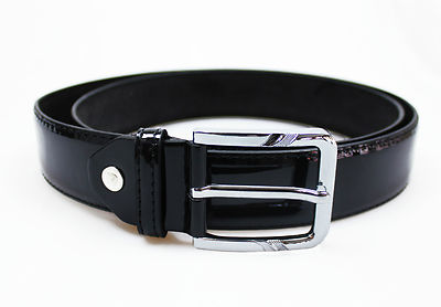 CINTURA UOMO CLASS ELEGANTE VERNICE NERO LUCIDO CINTA MAN'S BELT CERIMONIA