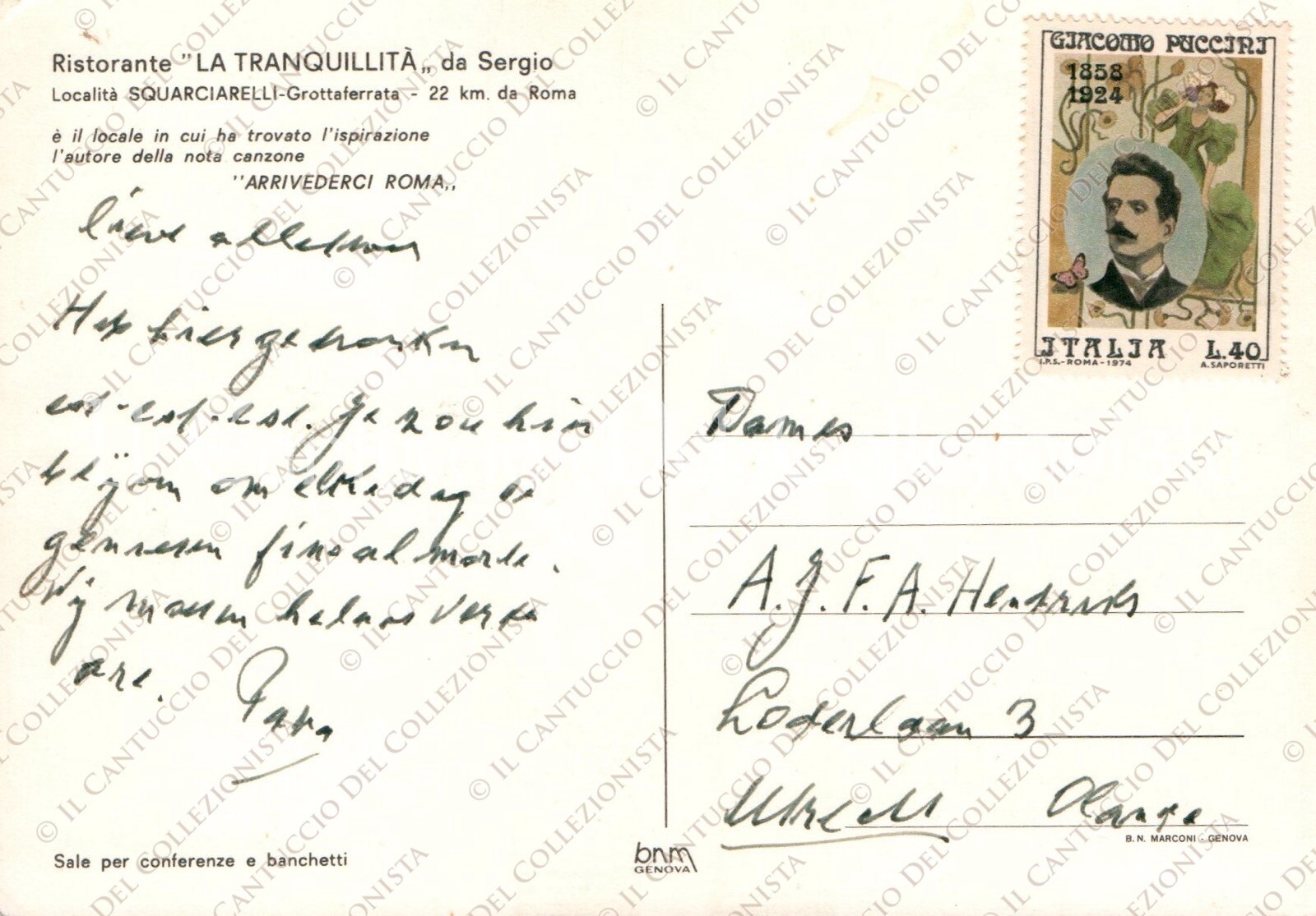 SQUARCIARELLI Grottaferrata ristorante la Tranquillità Roma cartolina - Picture 2 of 2