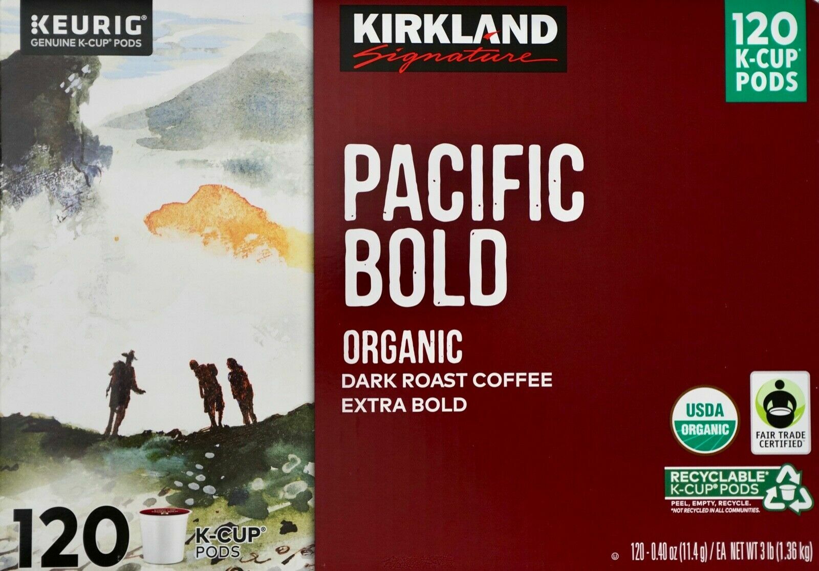 Kirkland Signature Pacific Bold Coffee Dark 120 K Cup Pods