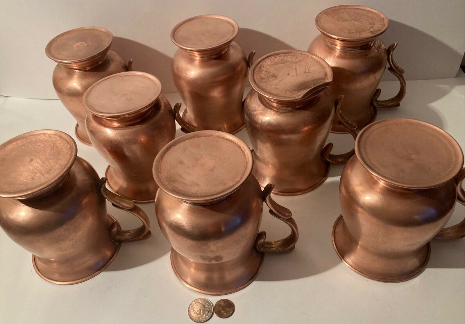 8 Vintage Copper Mugs, Steins, Cups, Moscow Mule, Big Size, 5 ...
