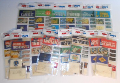 Lot of 14 Reminisce MINI MAPS Self-Adhesive Epoxy Embellishments 10 States