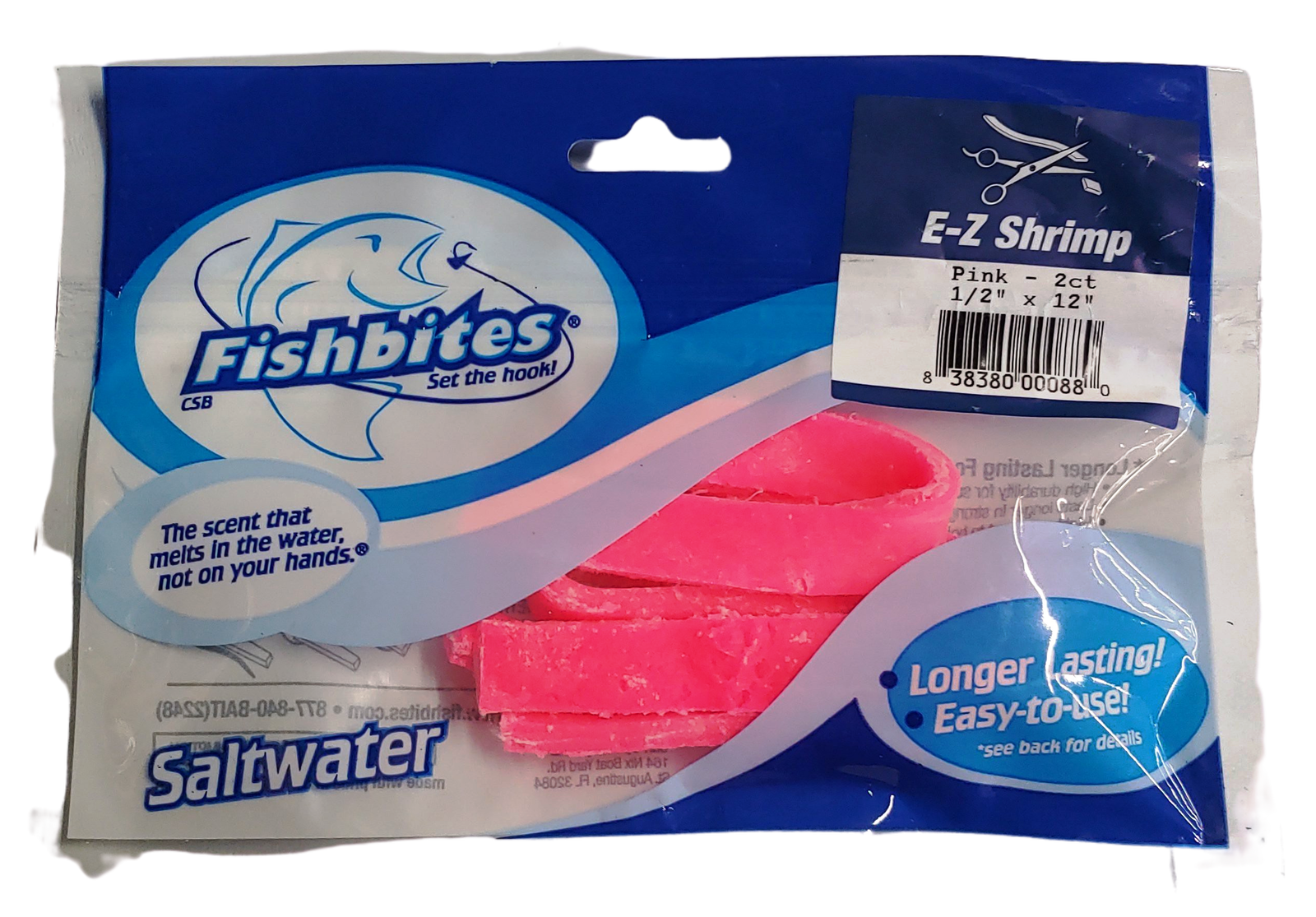 Fishbites EZ Shrimp Saltwater Longer Lasting 1/2" Wide/12" Long Pink 2