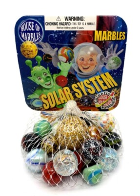 NEW 2022! Net Bag 21 Solar System Glass House of Marbles Vacor Asteroids Mars Et