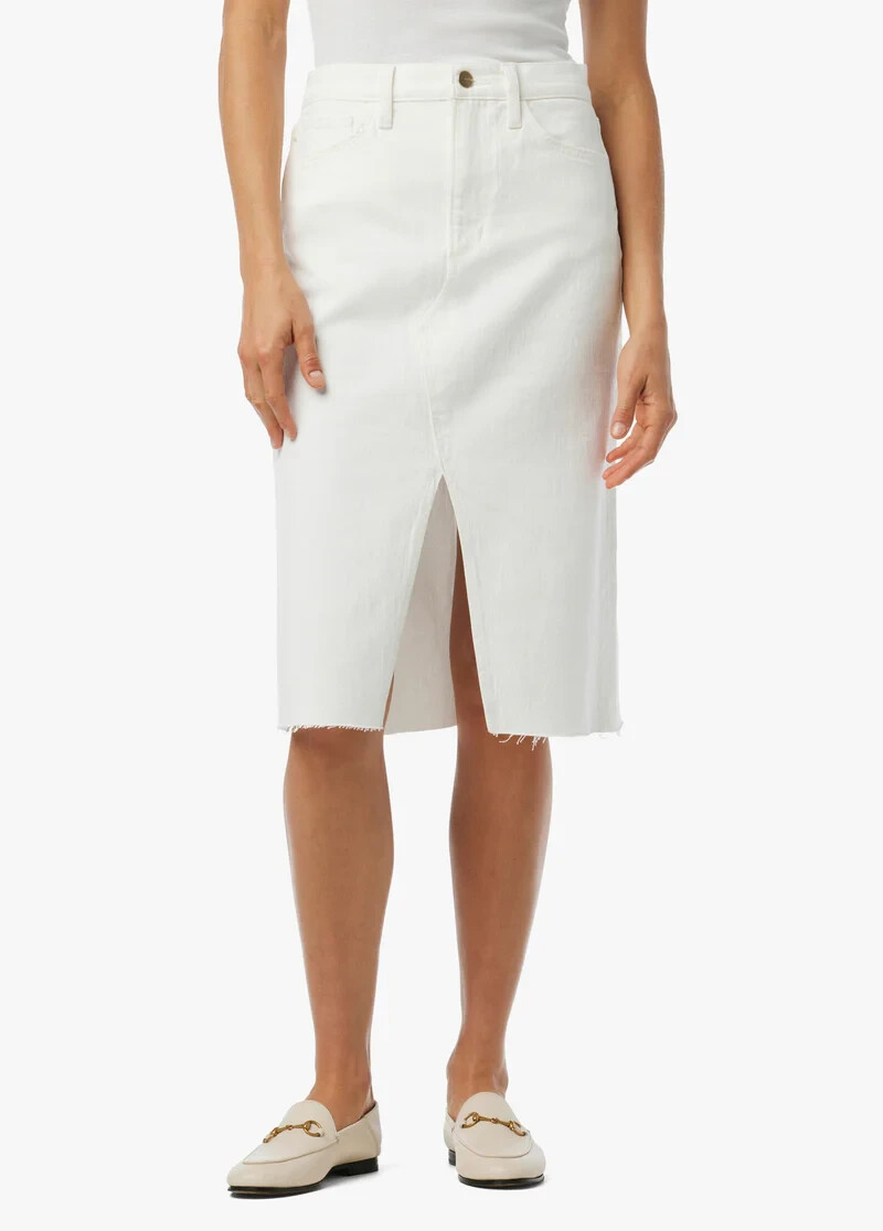Joe's Jeans The Joplin Denim Skirt Women's 24 Optic White Button Zip Closure - Picture 1 of 16