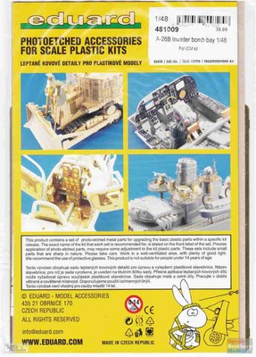 EDU481009 1:48 Eduard PE - A-26B Invader Bomb Bay Detail Set (ICM kit)