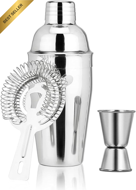 3 Set Cocktail Shaker, 550ML Stainless Steel Martini Mixer Shaker with Built-In