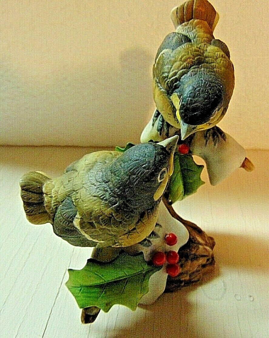 Andrea by Sadek Chickadees with Holly & Berries 1983 #6726 Figurine