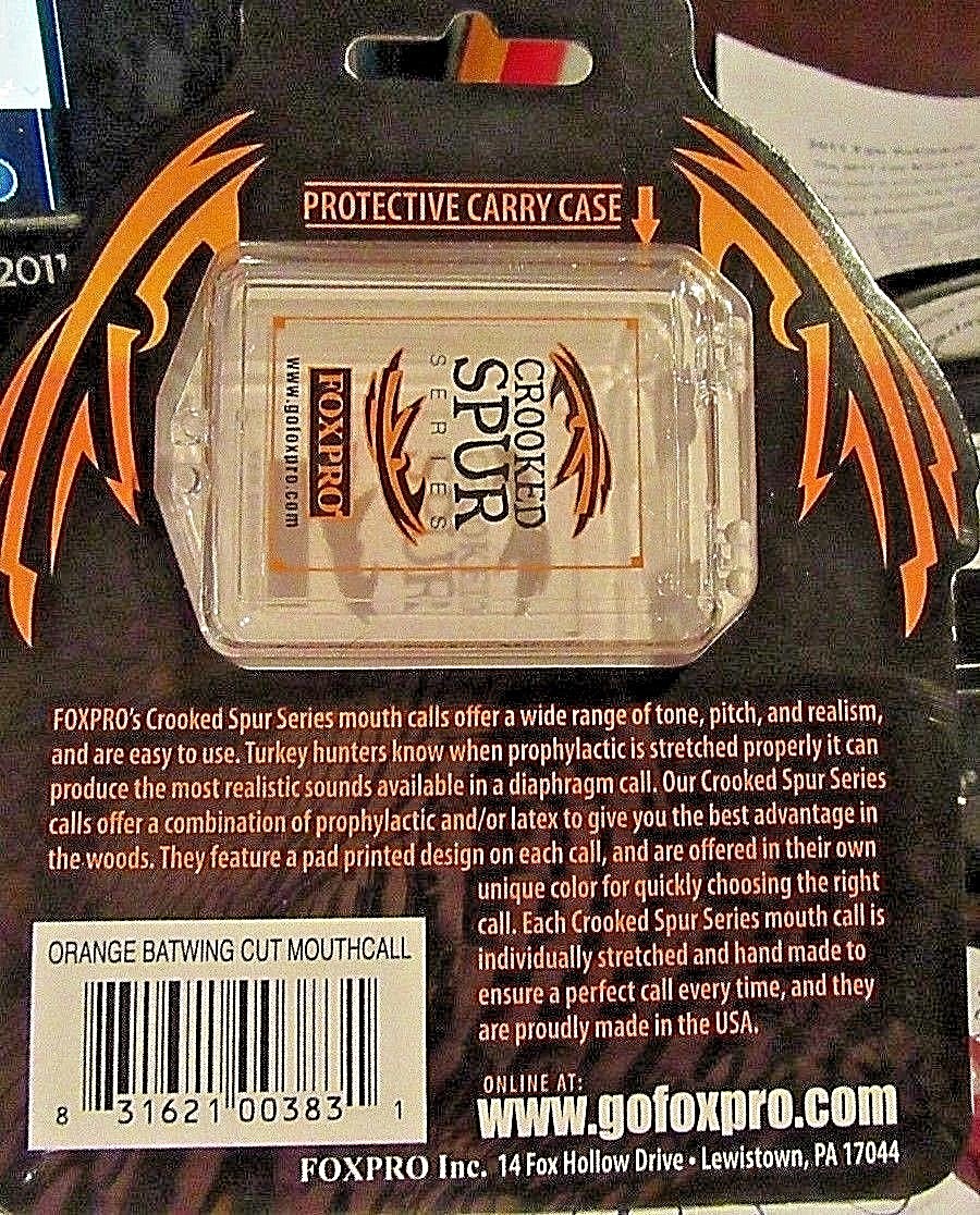 FOX PRO CROOKED CROOKED SPUR SERIES BATWING ORANGE  DIAPHRAGM CALL W/CASE NEW