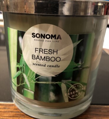 New 14oz. FRESH BANBOO Sonoma 3 Wick Scented Candle