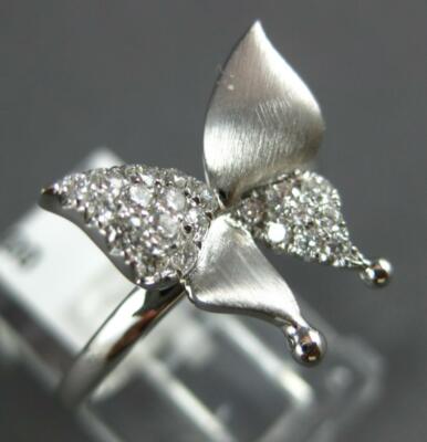 ESTATE .25CT DIAMOND 14KT WHITE GOLD 3D MATTE AND SHINY BUTTERFLY FUN RING