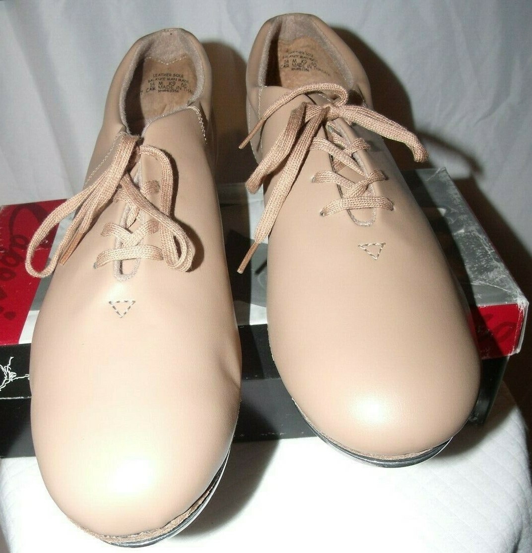 Nwb Size 14 Womens Capezio CG17 Beige Lace-up Tap Shoe
