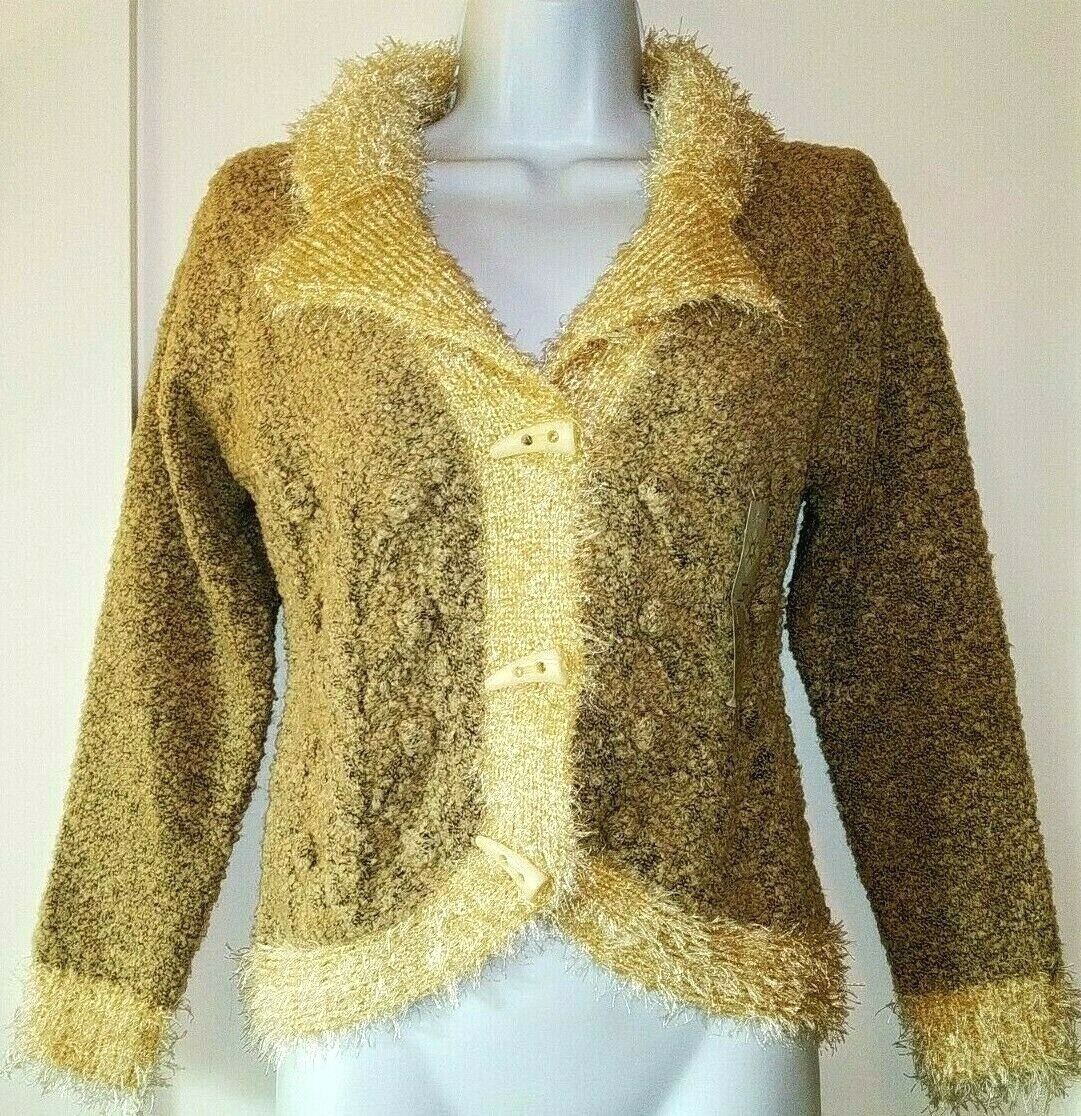 Meiling Fashion- Size Small Yellow & Black Textured Cardigan