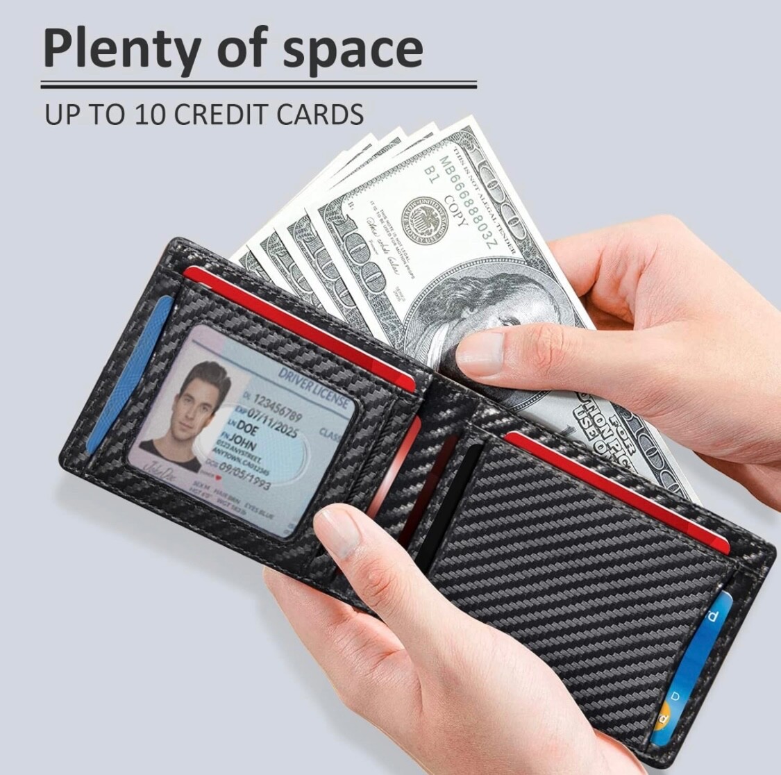 ZECICO Slim Minimalist Mens Bifold Leather Card Holder/Wallet, RFID Blocking