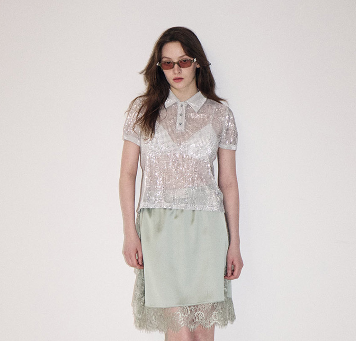 Pre-owned Mardi Mercredi Square Sunglasses M.o-002_khaki + Ribbon Charm/acetate