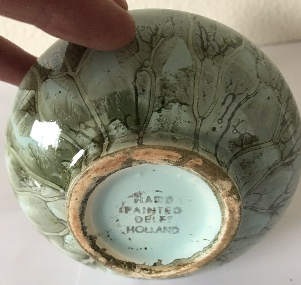 Vtg Delft Art Deco Vase Hand-Painted in Holland