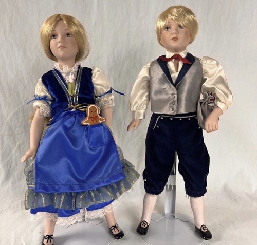 Hansel and Gretel 12” Porcelain Dansbury Storybook Dolls, Excellent Condition