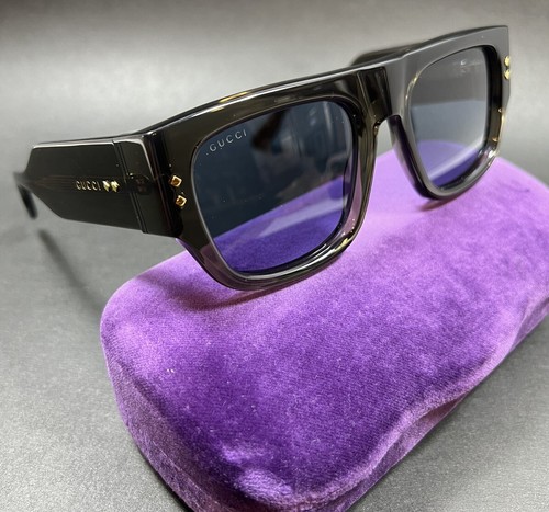 Gucci GG1262S 003 Grey Blue Acetate 54mm Sunglasses Case