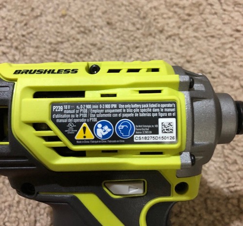 Ryobi P239 18-Volt ONE+ Lithium-Ion Cordless Brushless Impact Drive BARE TOOL BR