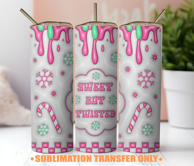 Sublimation Transfer Ready To Press Sweet But Twisted Print 20oz Skinny Tumbler 