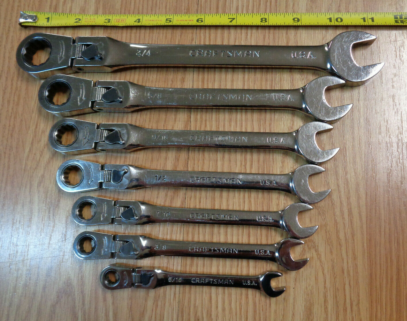 Usa Craftsman Locking Flex Head Ratcheting Wrench Set Sae Standard