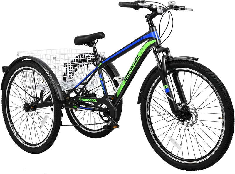 Mountain Tricycle for Adults, 3 Wheeled 7-Speed Mountain Tricycle 24 Inch 26 Inc