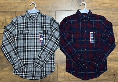 George Men's XS Long Sleeve Super Soft Flannel Shirt LOT OF 2 Plaid (NEW)