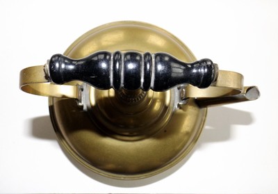 Vintage Brass Tea Kettle Pot with Acorn Finial on Lid, Wood Handle, 6 1/2