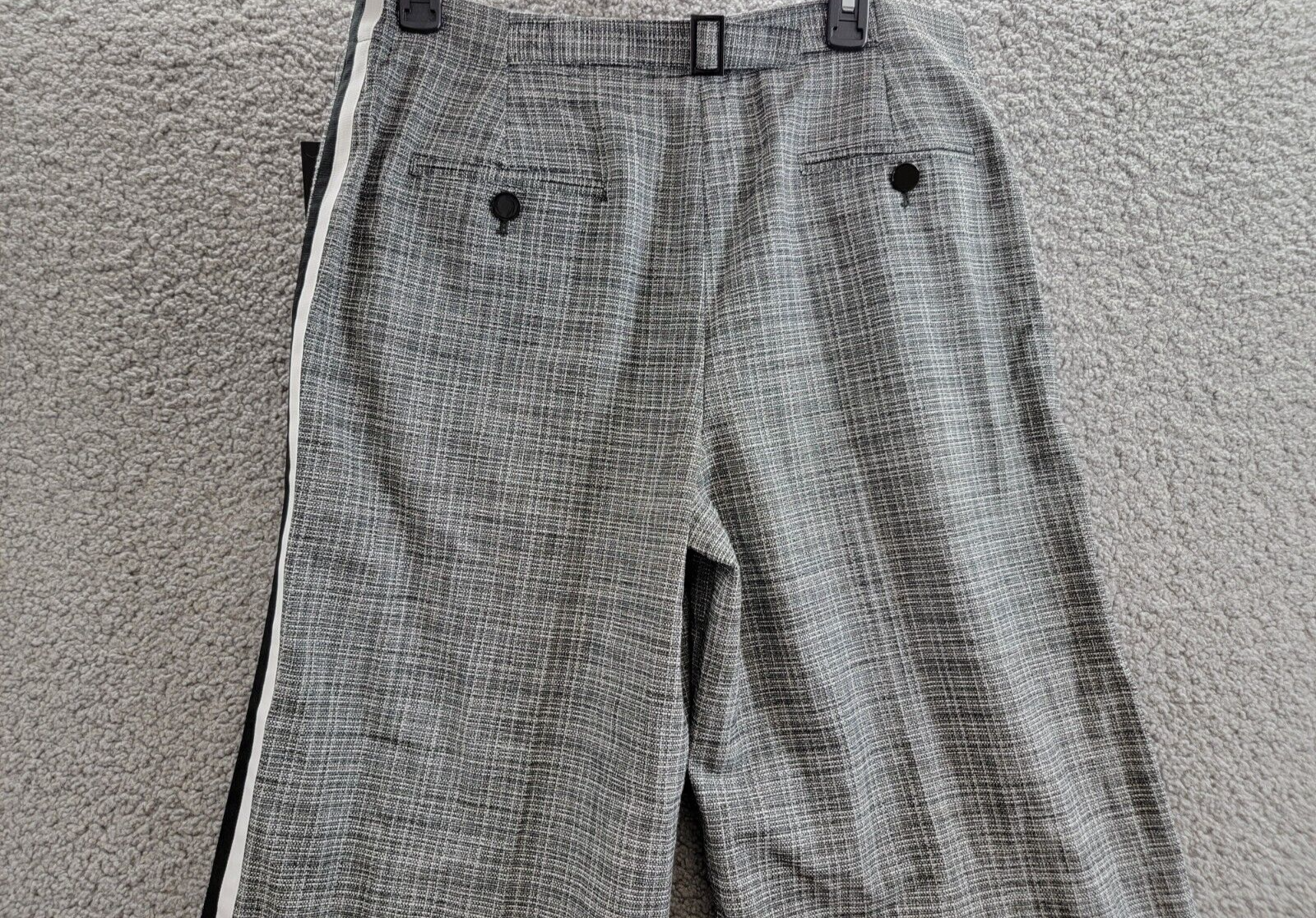 KARL LAGERFELD PARIS Plaid Side-Stripe Wide-Leg Pants Women's 10 Gray Multi - Picture 16 of 19