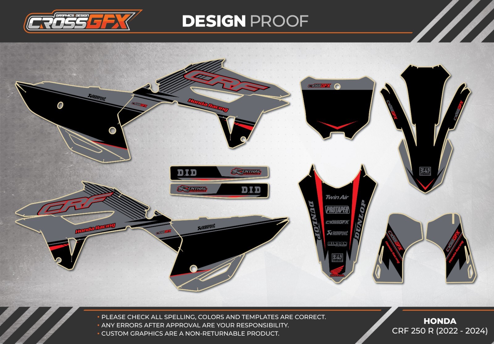 2022 2023 2024 CRF 250 R Graphics Kit for HONDA CRF250R 250R