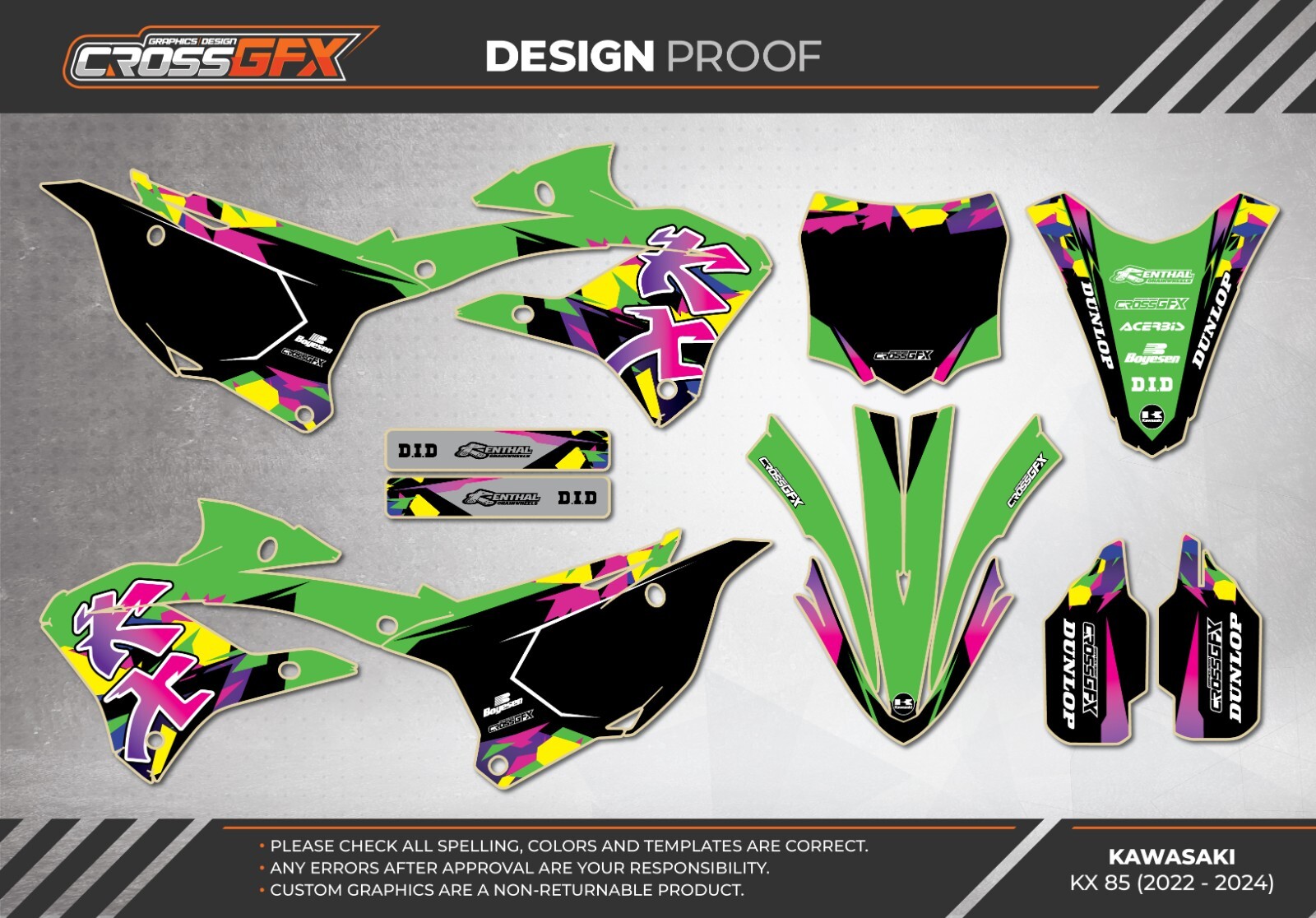 K☆♥️ 2022 2023 2024 KX 85 Graphics Kit For Kawasaki KX85 85KX 22