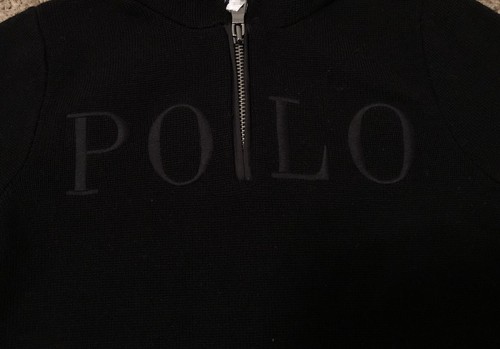 Boys Polo Logo 1/4 ZIP Toddler Black Wool Sweater Hoodie Size 3T NWT 85$
