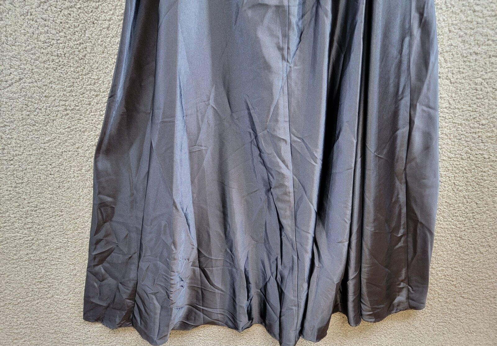 Crystal Doll 2-Pc. Satin Ball Gown Juniors' 5 Navy V-Neck Slit Back Zip Closure - Picture 12 of 17