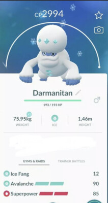 Darmanitan Galarian Pokemon Trade Go Lv 40 2 Charge Moves Pokémon Go Pvp