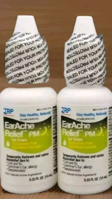2X TRP Earache Relief PM Ear Drops 0.33 oz. each New Sealed Exp 2/2025+