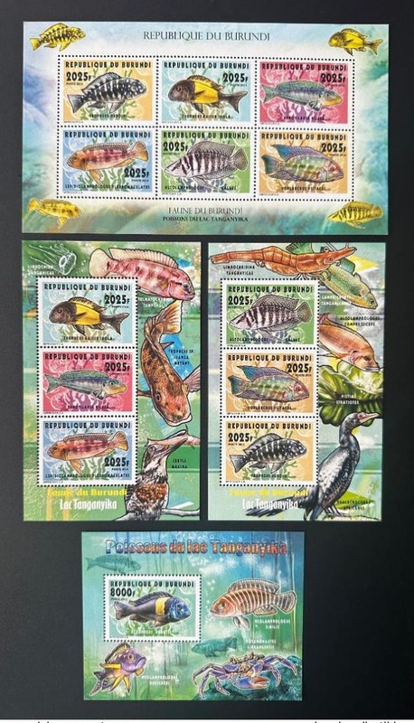 Burundi 2014 Mi. 3401 - 3406 Bl. 439 - 441 Poissons Fishes Lac Tanganyika (Ii)