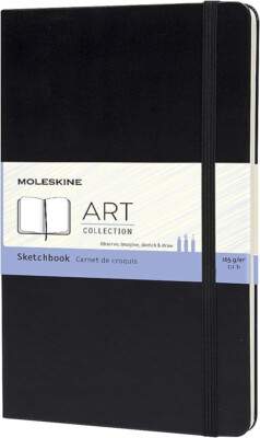 Moleskine Art Sketchbook, Hard Cover, Large (5'' x 8.25'') Blank, Black