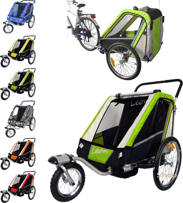 Leon Remorque + Poussette Pour 2 Enfants BÃ©BÃ© Trasport De Jogger Fietskar Ã  VÃ©Lo