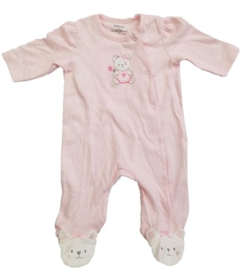 Little Me Girls 1 Piece Sleeper Light Pink Bear