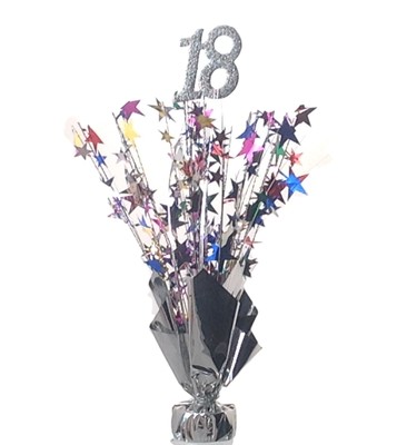 2 Multicolored with Stars 18th Anniversary or Birthday Balloon Weights  15'' tall
