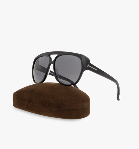 Pre-owned Tom Ford Ft1103-02a-61 Matte Black Sunglasses In Gray