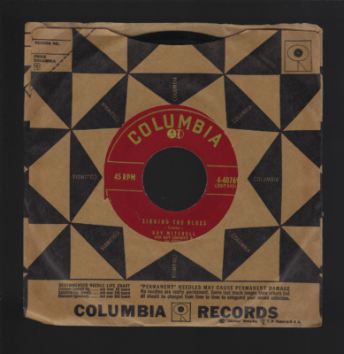 1956 Guy Mitchell Singing The Blues b/w Crazy With Love 45 Record Columbia 40769
