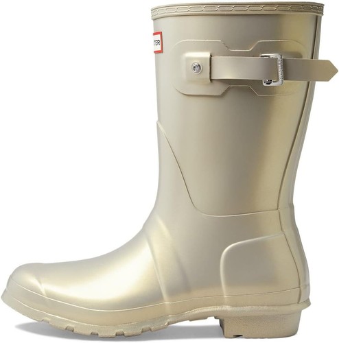 Pre-owned Hunter Women's Original Short Nebula Rain Boot In Pale Gold
