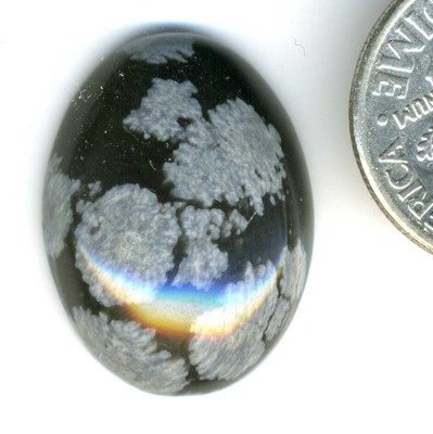 SNOWFLAKE OBSIDIAN  ONE 15x20mm Oval Cabochon