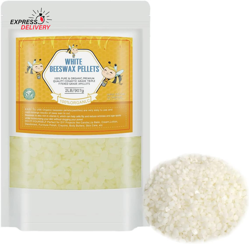 Beeswax Pellets for Candle Making 2 lbs Natural White Bees W