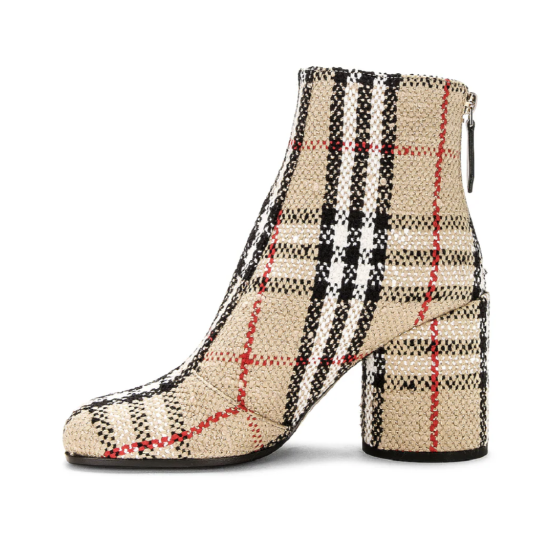 Pre-owned Burberry Anita 85 Ankle Boot On Leather Sole, Archive Beige Check - Retail $1290