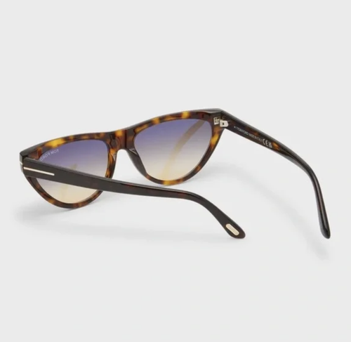 Pre-owned Tom Ford Ft0990-52b-56 Dark Havana Sunglasses In Gray