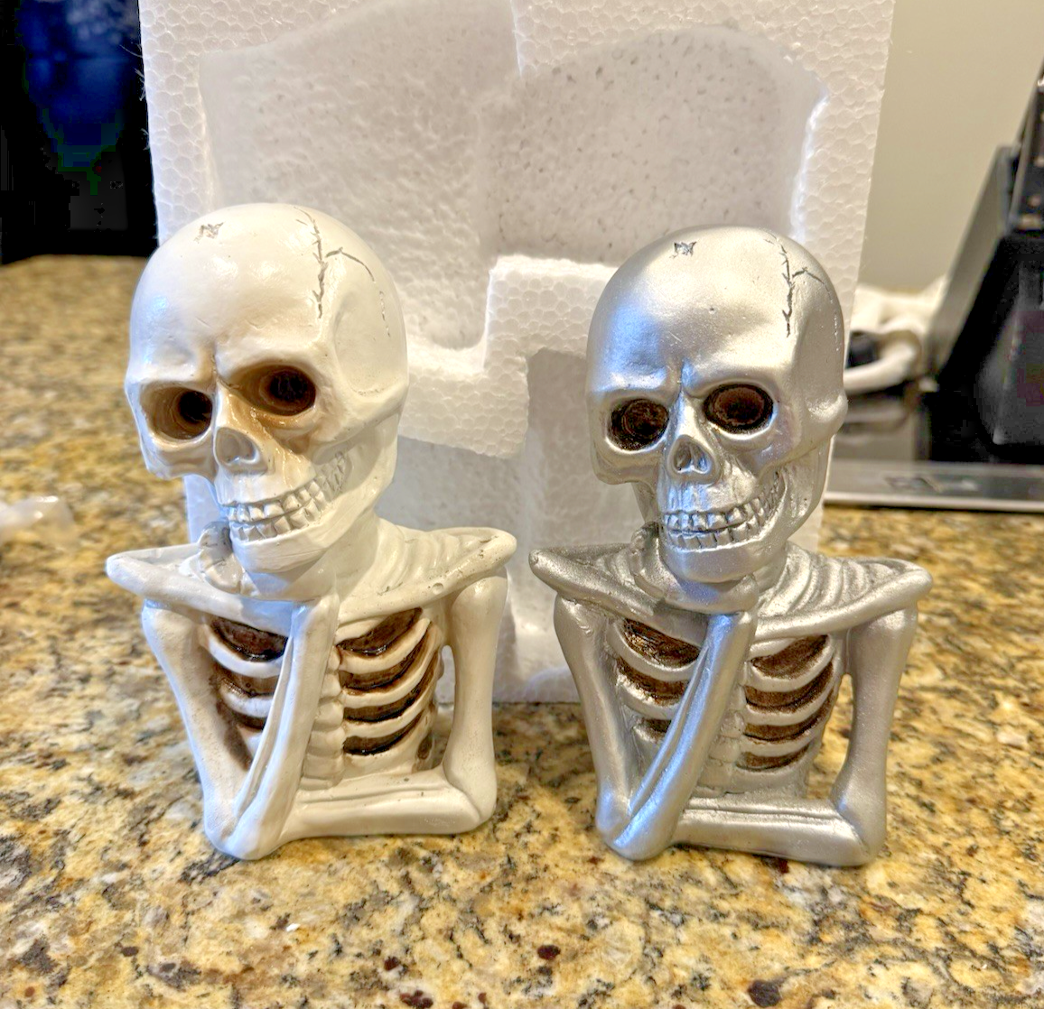 Thinking Skeleton Set 6.8” Resin Figurine - Halloween Decor