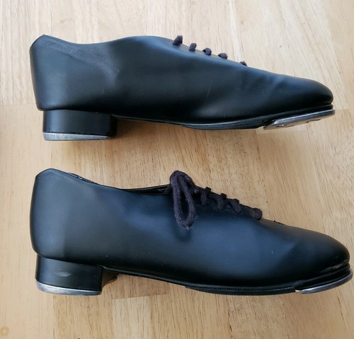 Capezio Tele Tone Tap Shoes Youth Boys Black Lace Up Leather Excellent Condition