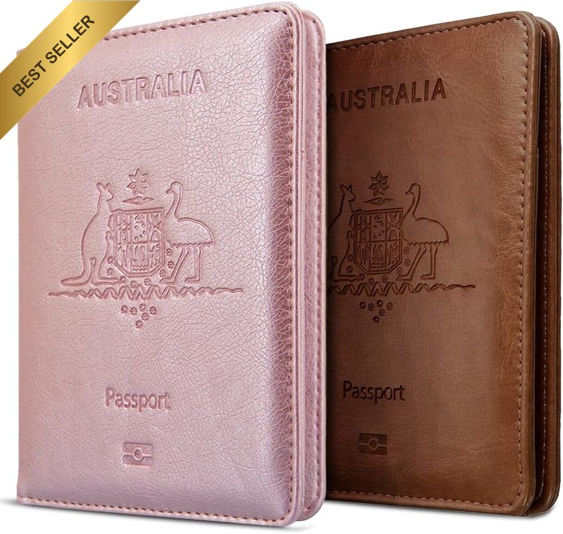 2 Pack Passport Holder Travel Cover Case,  Leather RFID Blocking Passport Travel