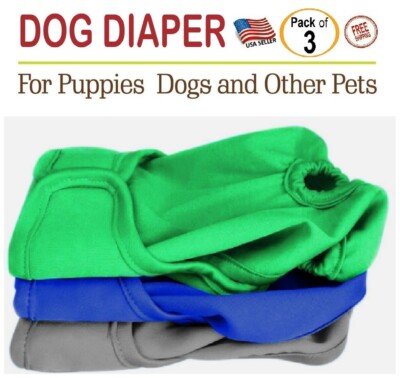 3 PACK Reusable Washable Dog Diapers Female Pets Leak P roof Heat Incontinence-M